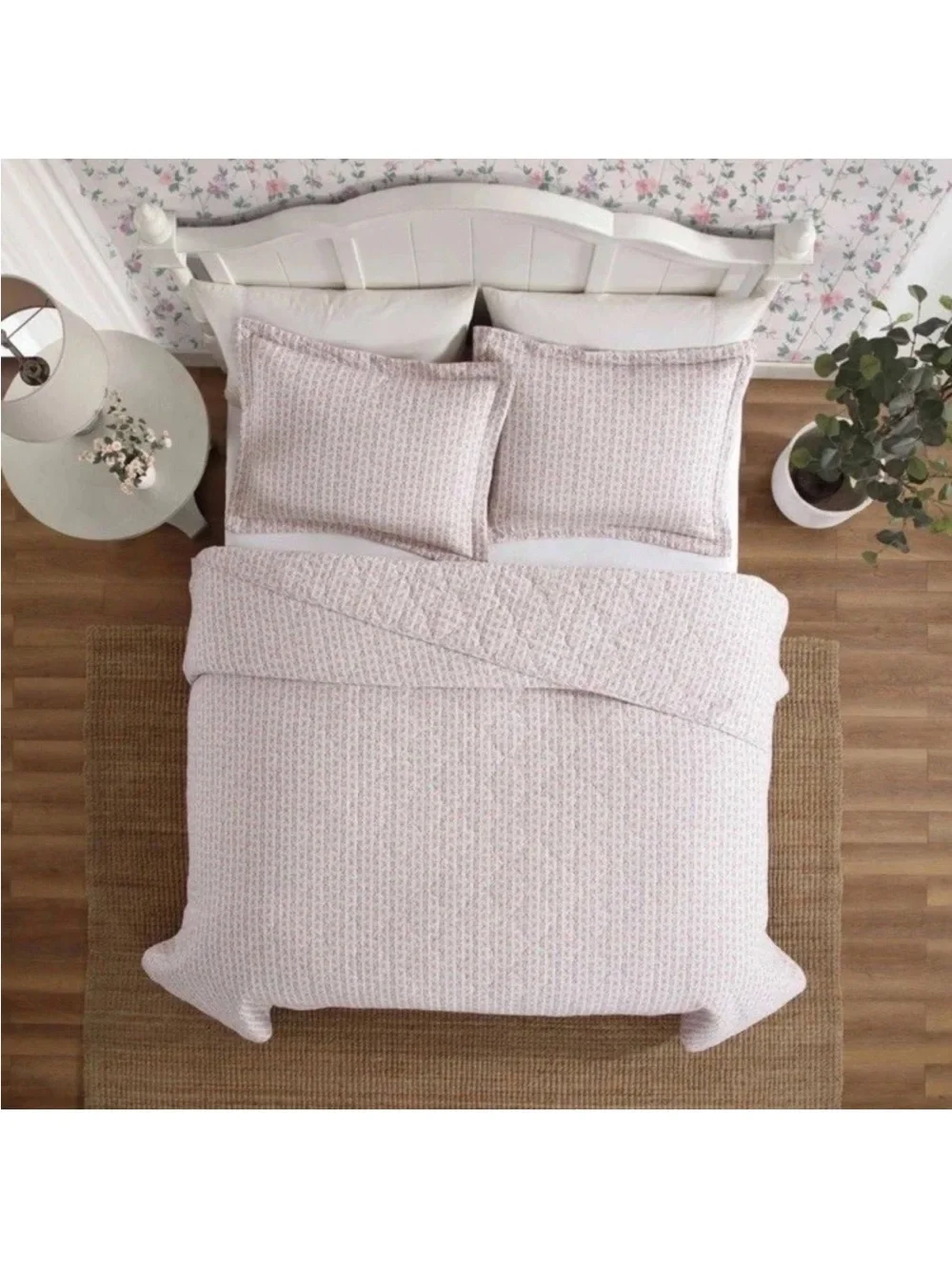 Pink Floral Striped KING 3 Pc. Quilt Set ~ 100% Cotton ~ Timeless All Seasons